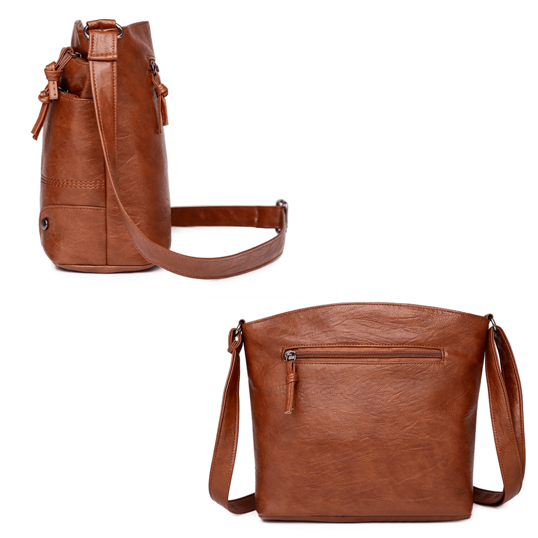 Vleria - Vintage Leather Shoulder Bag with Adjustable Strap