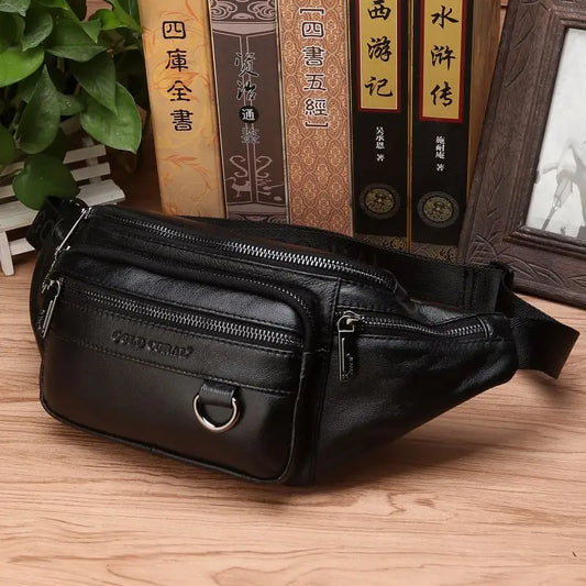 Vleria – Men’s Genuine Cowhide Leather Waist Bag with Adjustable Strap