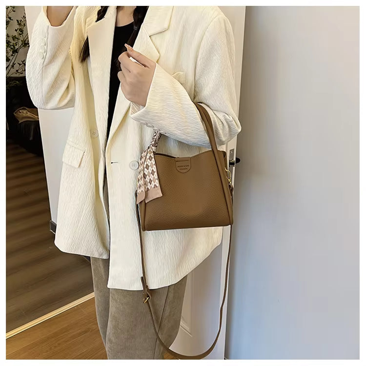 Vleria - Women’s Lychee Texture PU Leather Crossbody Handbag