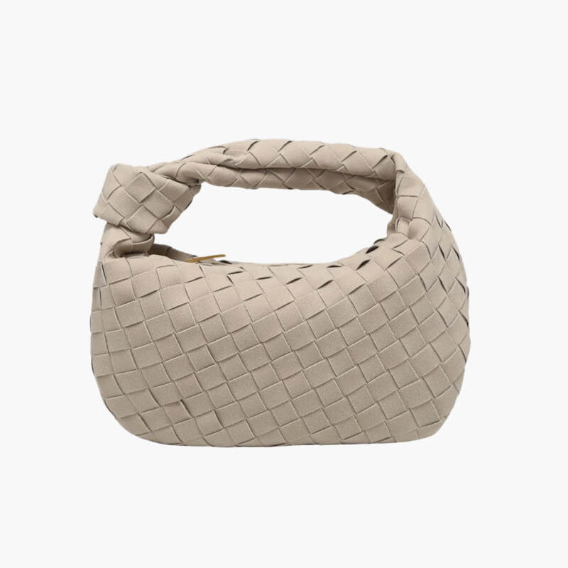 Vleria – Women’s Mini Suede Shoulder Bag with Woven Knot Design
