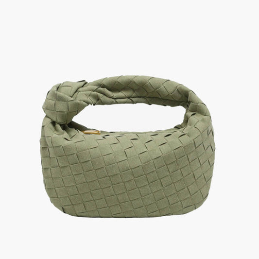 Vleria – Women’s Mini Suede Shoulder Bag with Woven Knot Design