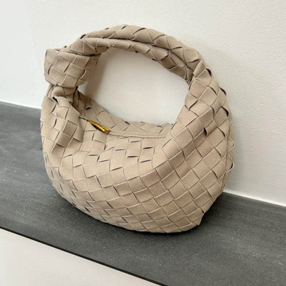 Vleria – Women’s Mini Suede Shoulder Bag with Woven Knot Design