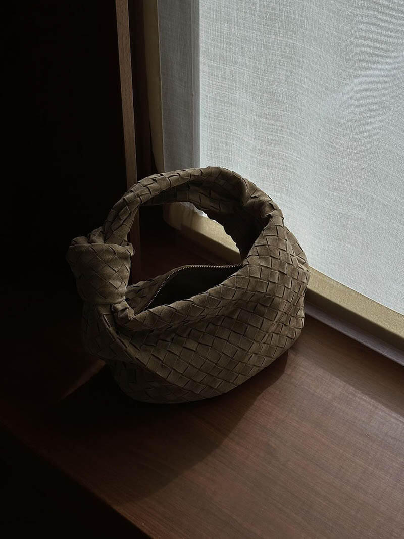 Vleria – Women’s Mini Suede Shoulder Bag with Woven Knot Design