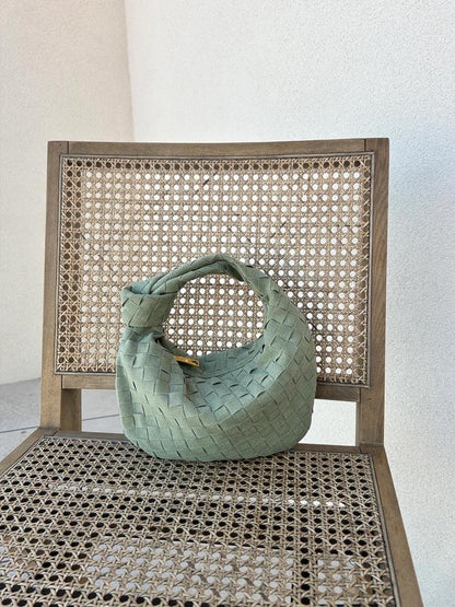 Vleria – Women’s Mini Suede Shoulder Bag with Woven Knot Design