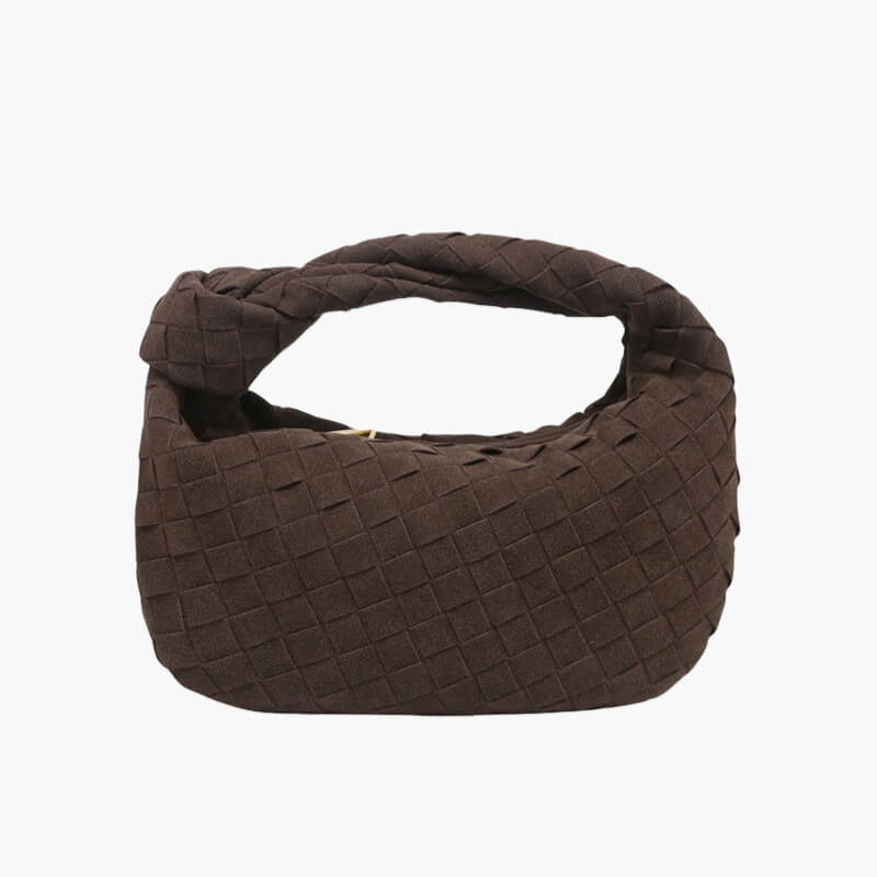 Vleria – Women’s Mini Suede Shoulder Bag with Woven Knot Design