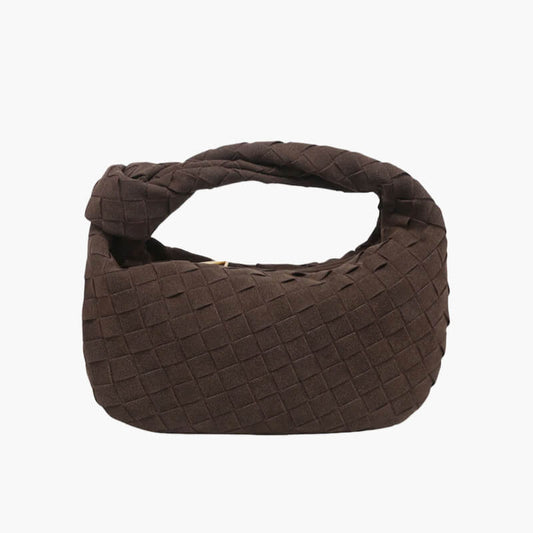 Vleria – Women’s Mini Suede Shoulder Bag with Woven Knot Design